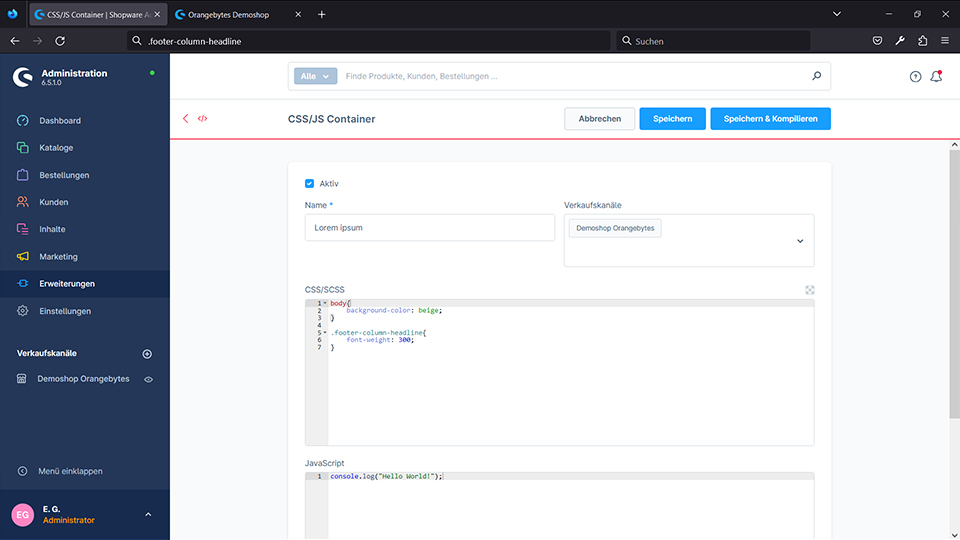 Custom JavaScript/CSS Manager Screenshot 2